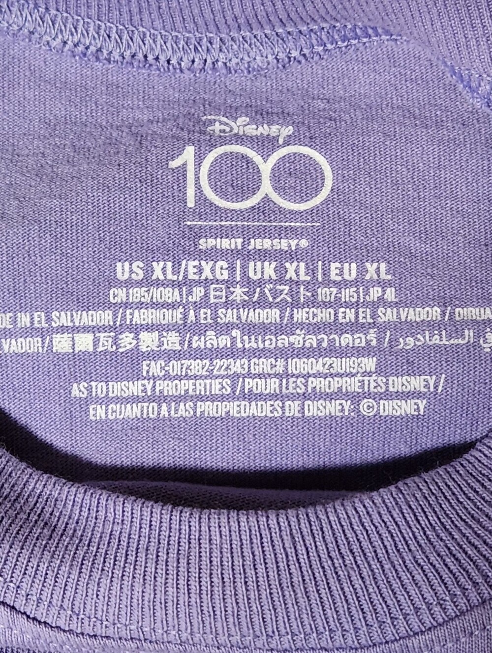 Walt Disney World Disney 100 Special Moments Spirit Jersey Purple XL Shirt - Picture 9 of 11